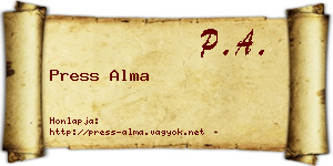 Press Alma névjegykártya